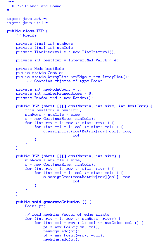 Traveling Salesman Problem Algorithm Java