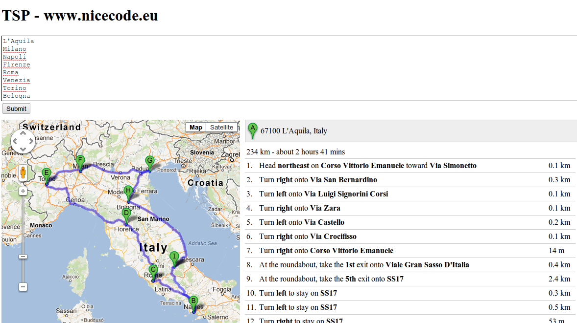 Travelling Salesman Problem Java Applet