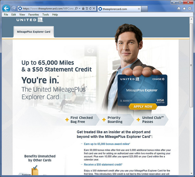 United Mileageplus Explorer Card 50 000 Miles