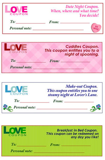 Valentines Day Love Coupons For Him