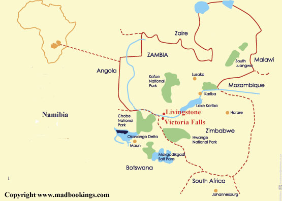 Victoria Falls Map