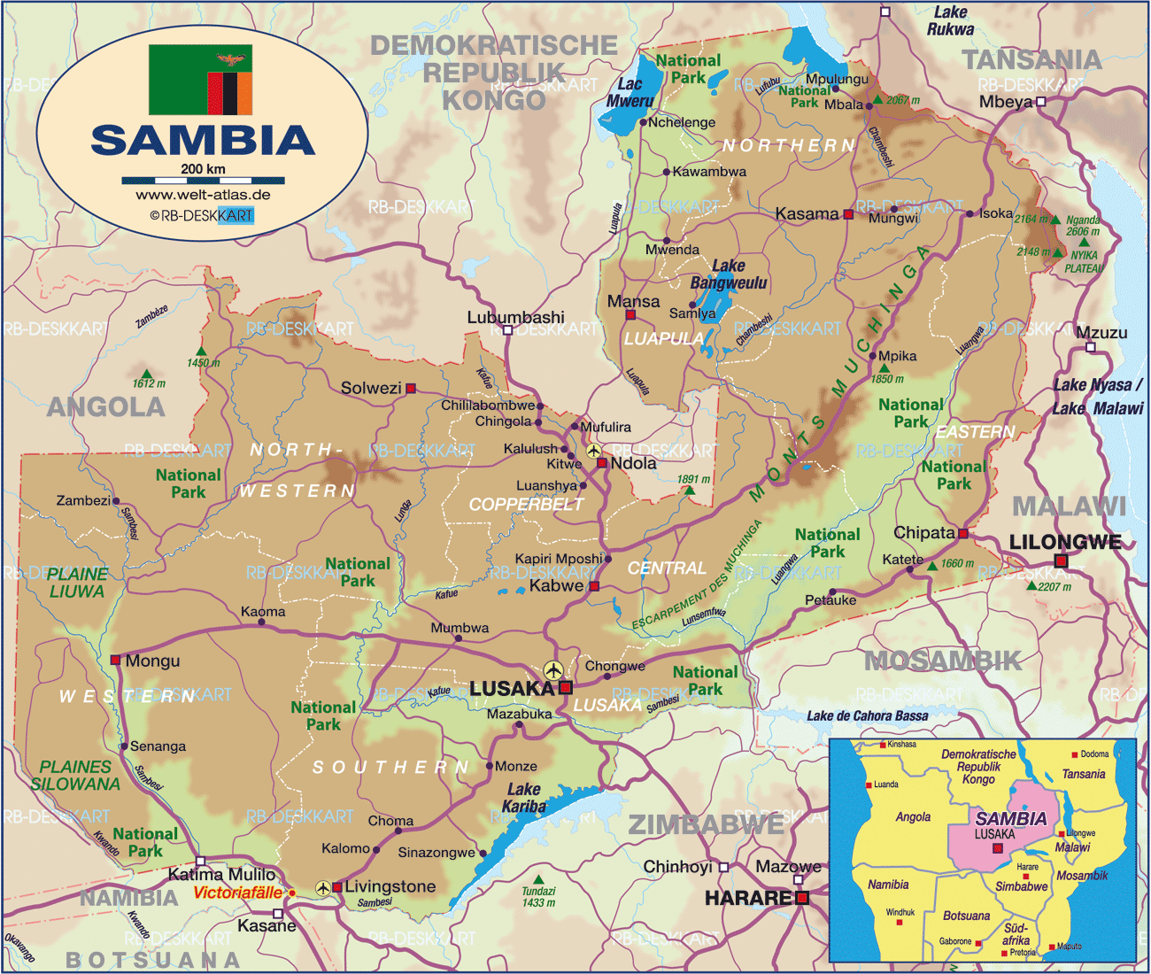 Victoria Falls Zambia Map