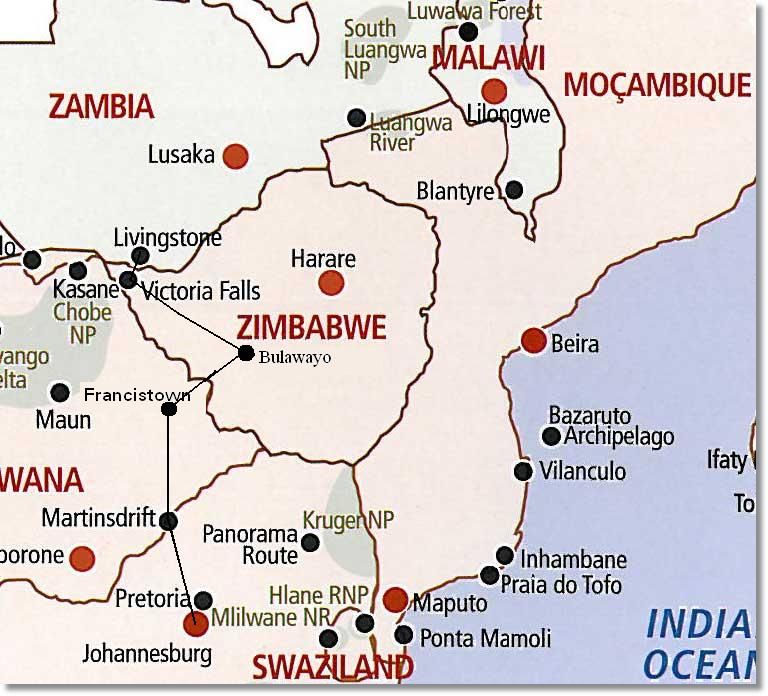 Victoria Falls Zimbabwe Map