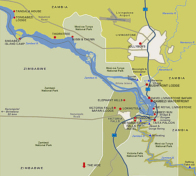 Victoria Falls Zimbabwe Map