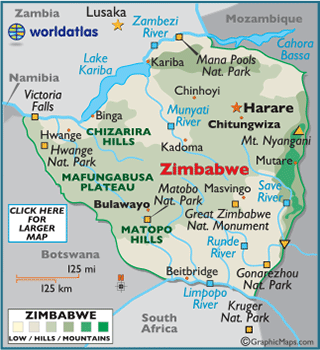 Victoria Falls Zimbabwe Map