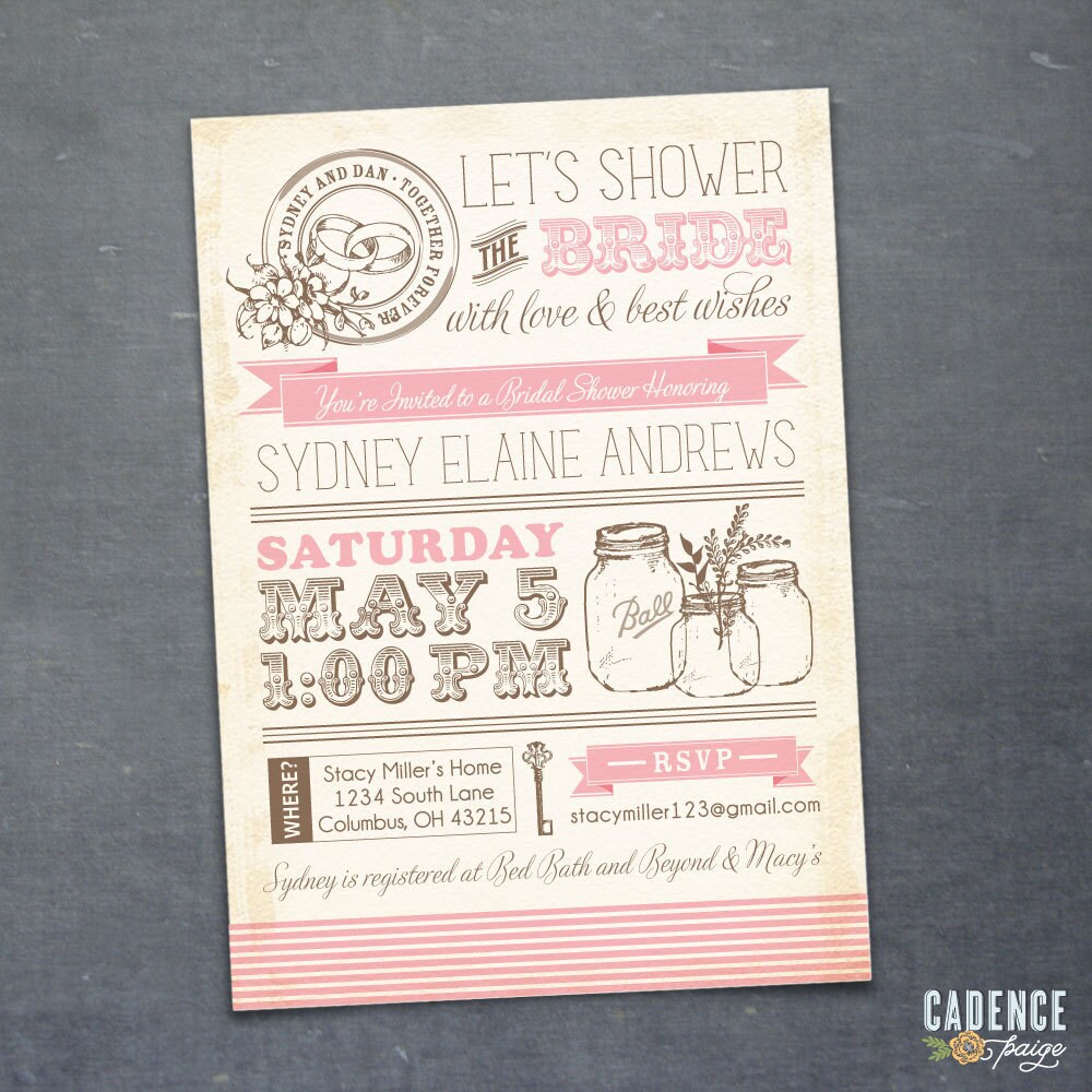 Vintage Bridal Shower Invitations