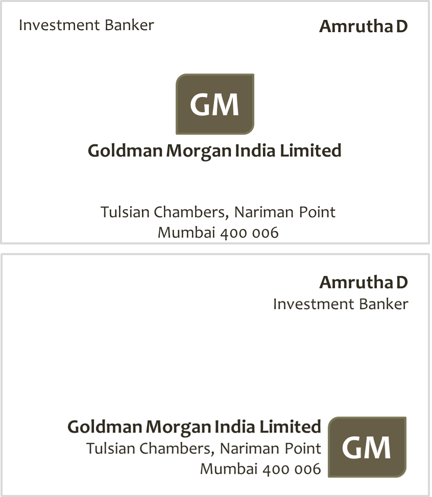 Visiting Card Size In India