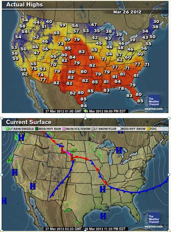 Weather Map With Fronts And Temperatures