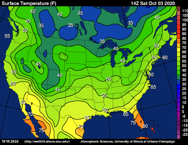 Weather Map With Fronts And Temperatures