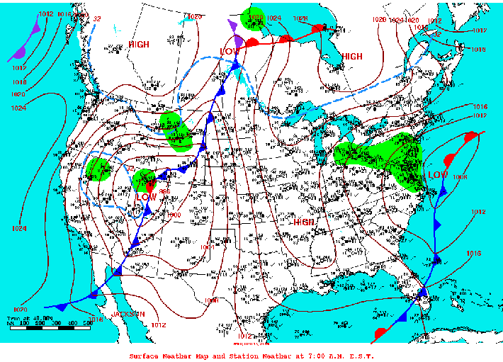 Weather Map With Fronts For Kids