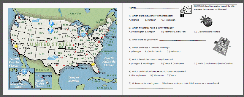 Weather Maps For Kids Worksheets