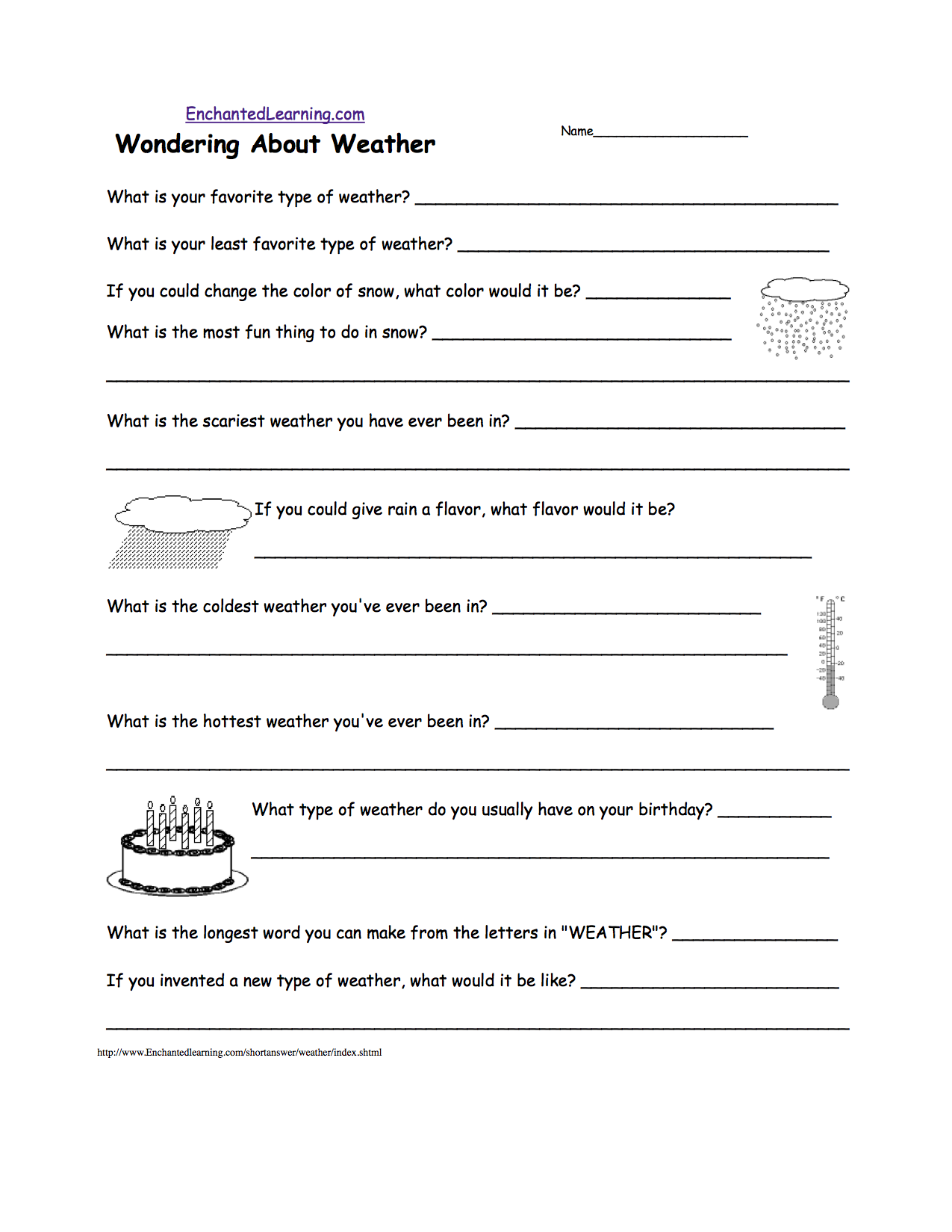 Weather Symbols For Kids Worksheets