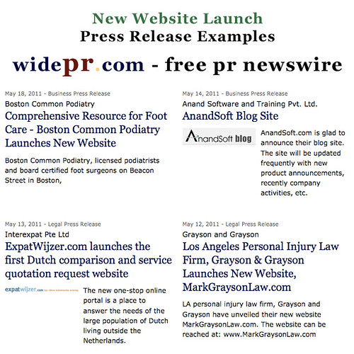 Website Launch Press Release Sample