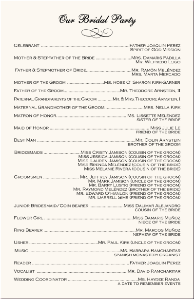 Wedding Ceremony Outline Samples