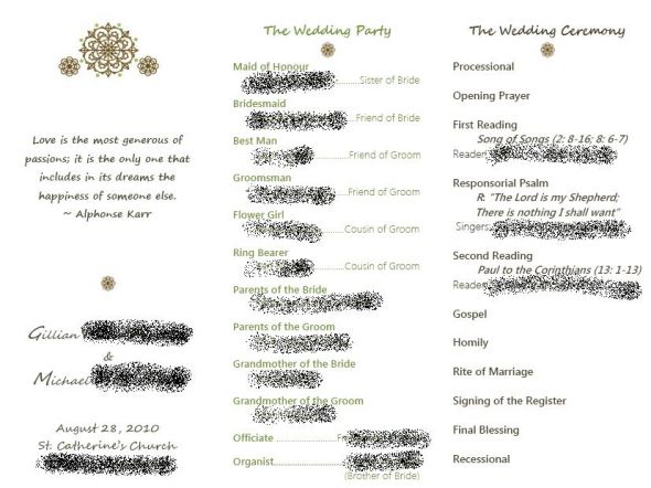 Wedding Ceremony Outline Template