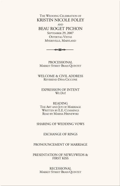 Wedding Ceremony Program Template