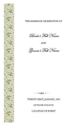 Wedding Ceremony Program Template Free