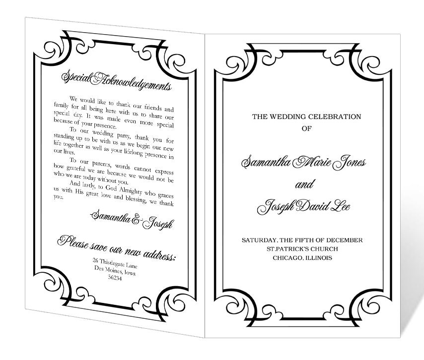 Wedding Ceremony Program Template Microsoft Word