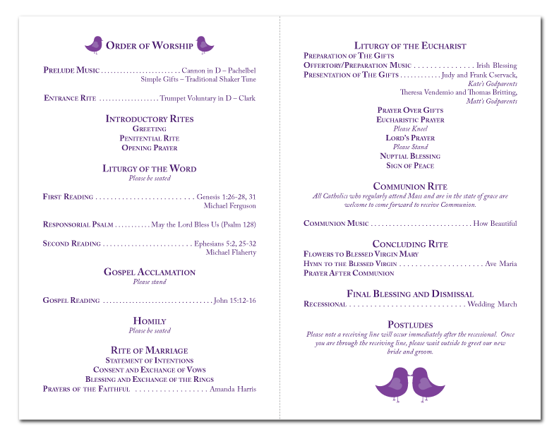 Wedding Ceremony Programs