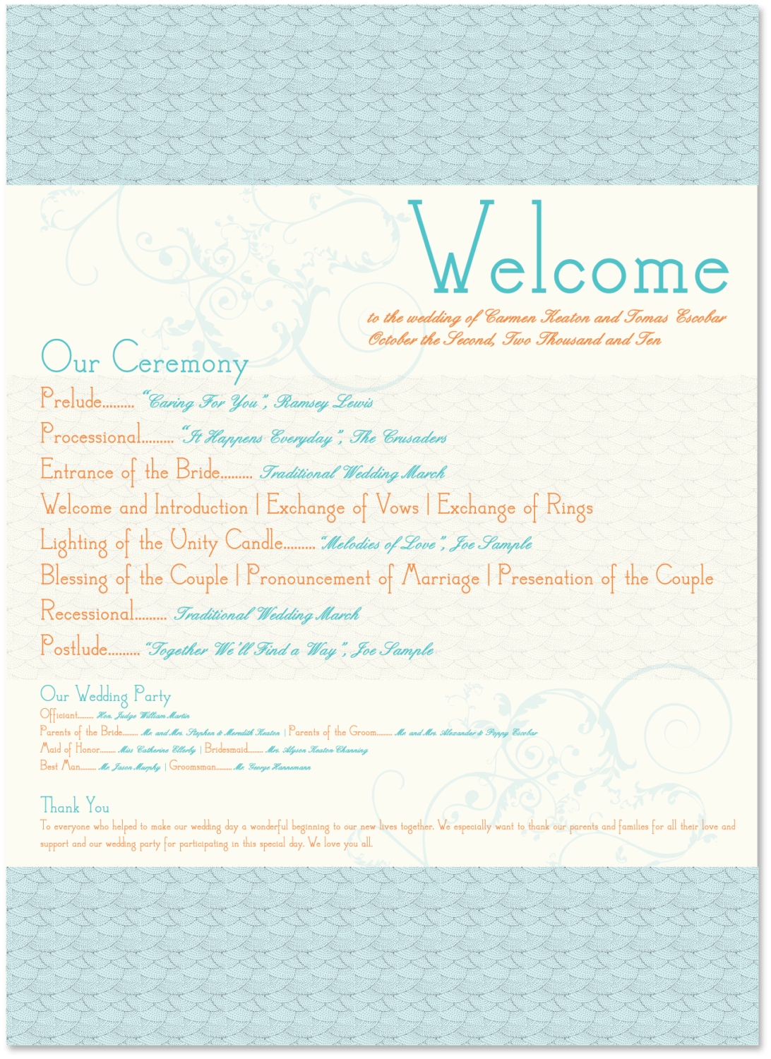 Wedding Ceremony Programs Outline