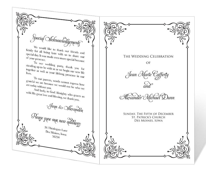 Wedding Ceremony Programs Templates