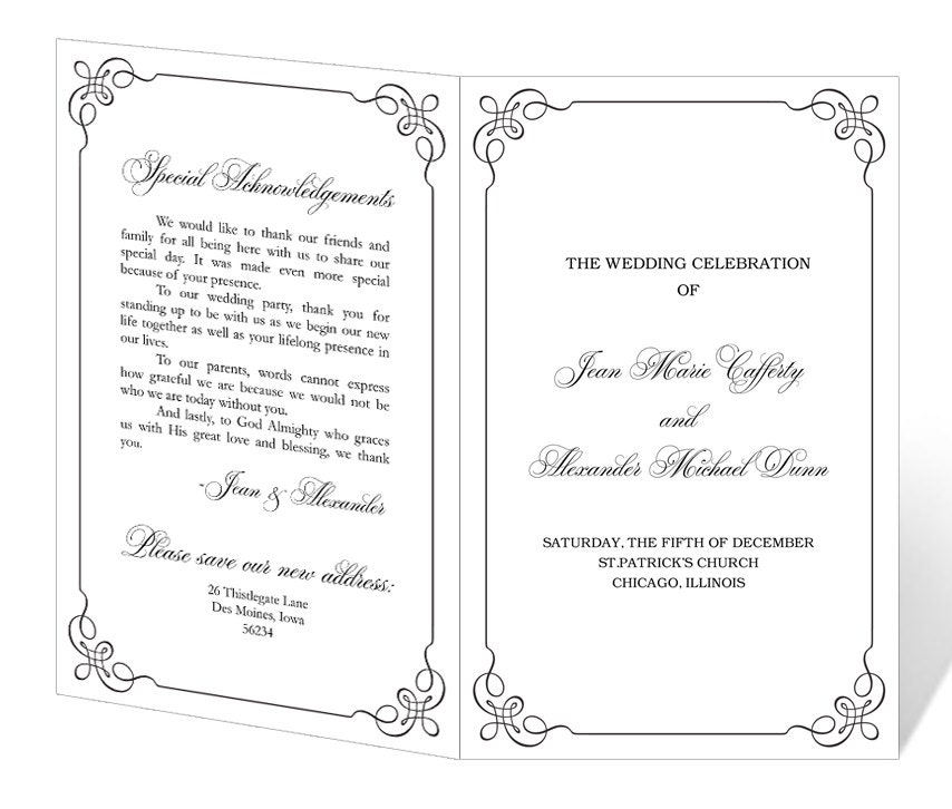 Wedding Ceremony Programs Templates Word