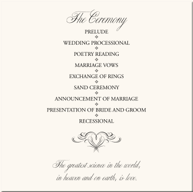 Wedding Ceremony Programs Wording