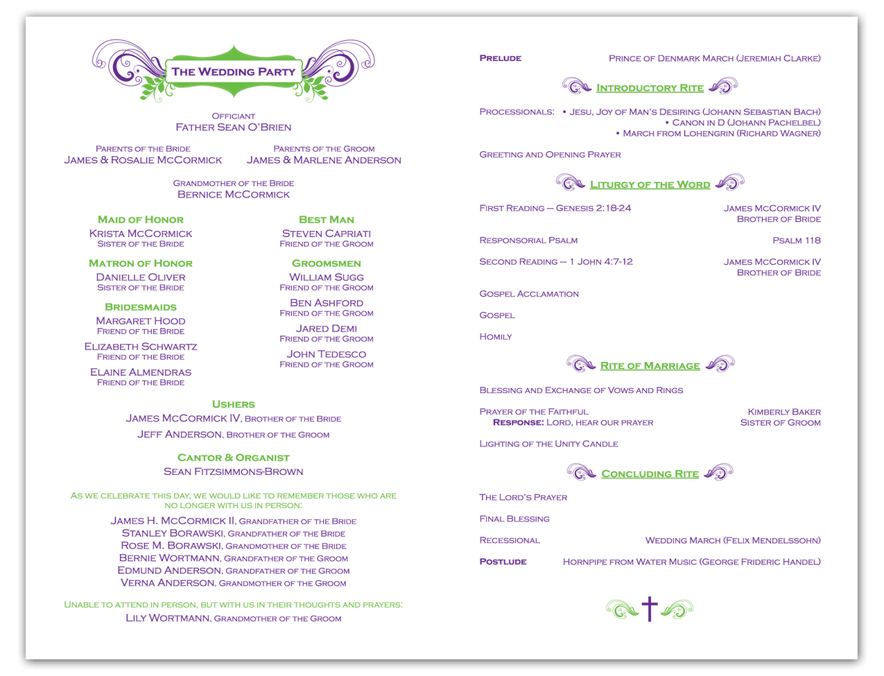 Wedding Ceremony Programs Wording