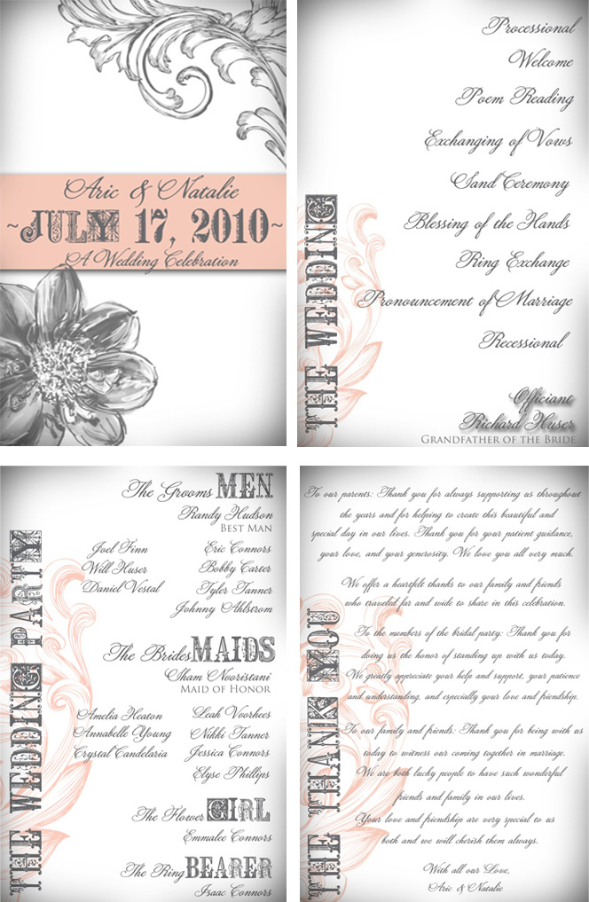 Wedding Ceremony Programs Wording