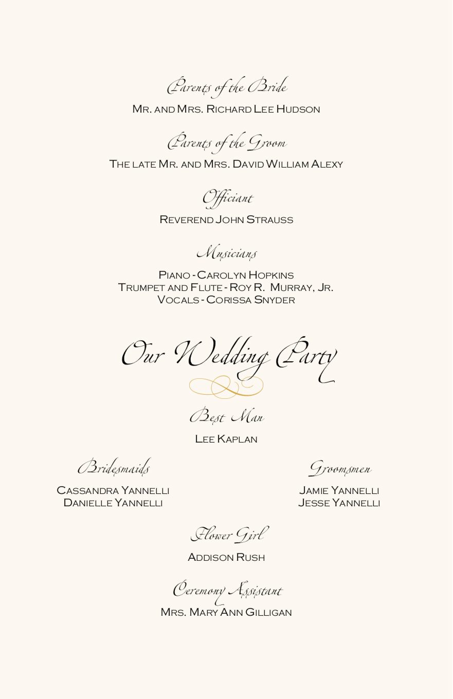 Wedding Reception Program Ideas