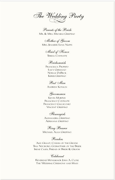 Wedding Reception Program Sample