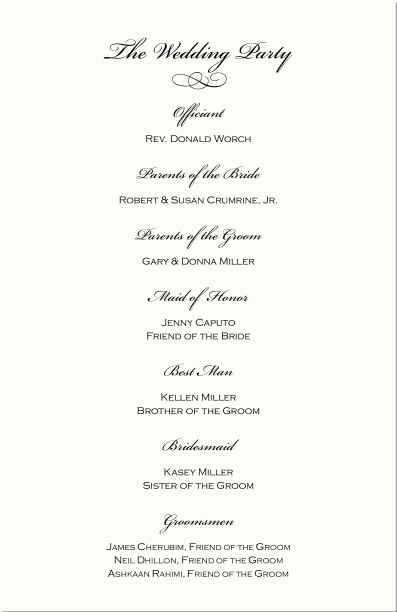 Wedding Reception Programme Template