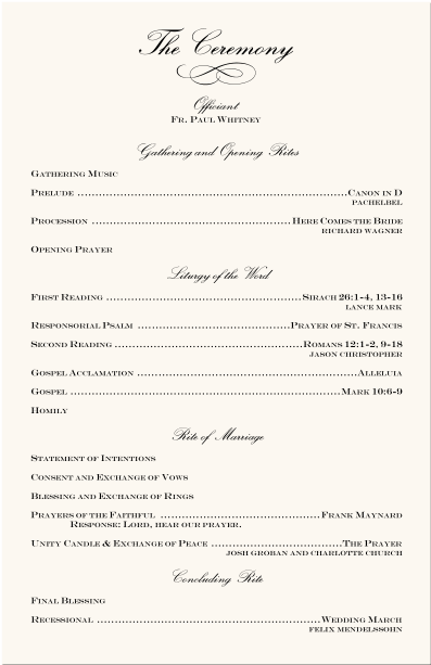 Wedding Reception Programme Template