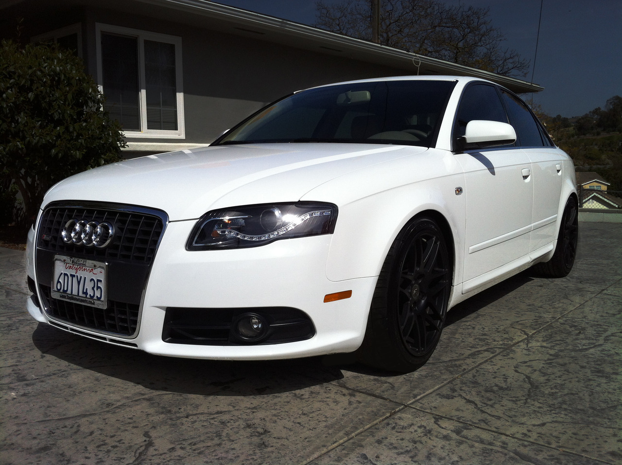 White Audi A4 Black Rims