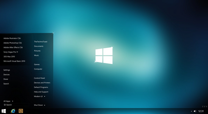 Windows Blue Start Menu