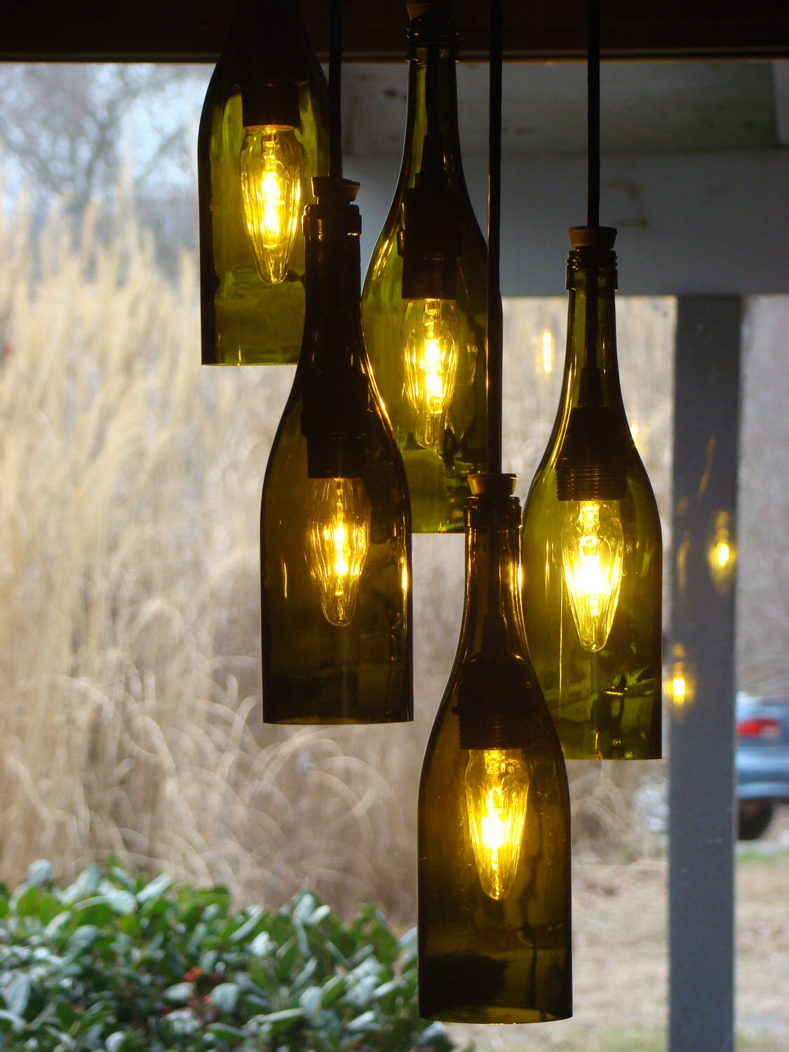 Wine Bottle Chandelier