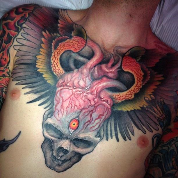 Wings Tattoo On Chest