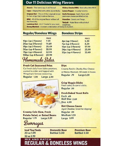 Wingstop Flavors Description