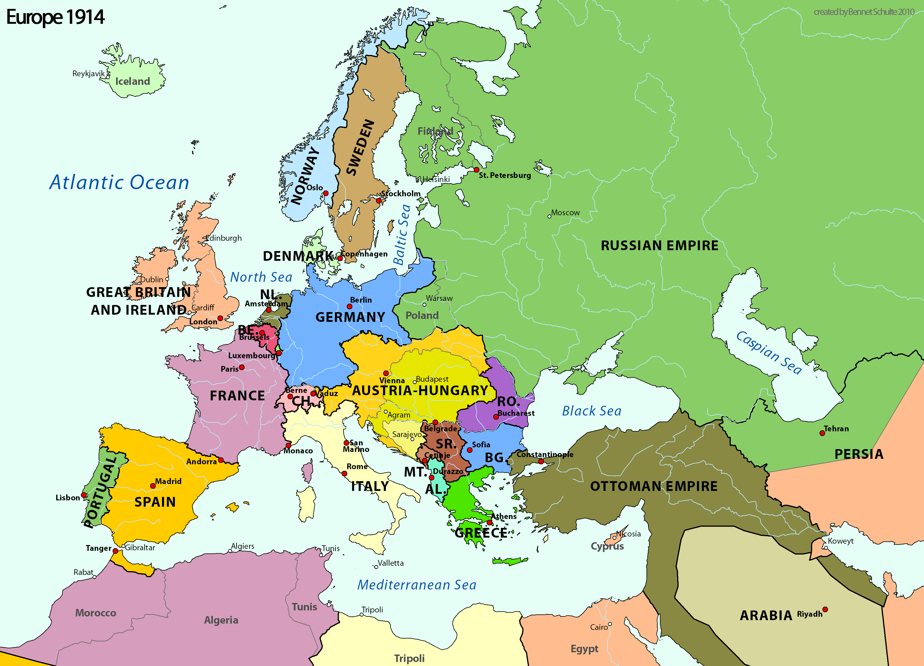 World War 1 Map Europe