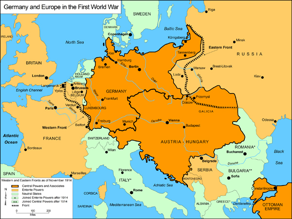 World War 1 Map Europe