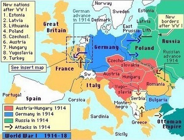 World War 1 Map Europe