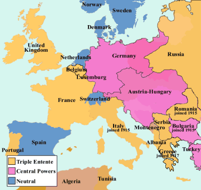 World War 1 Map Of Alliances