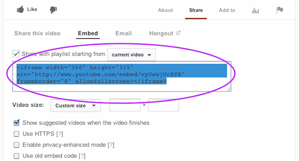 Youtube Embed Code Options